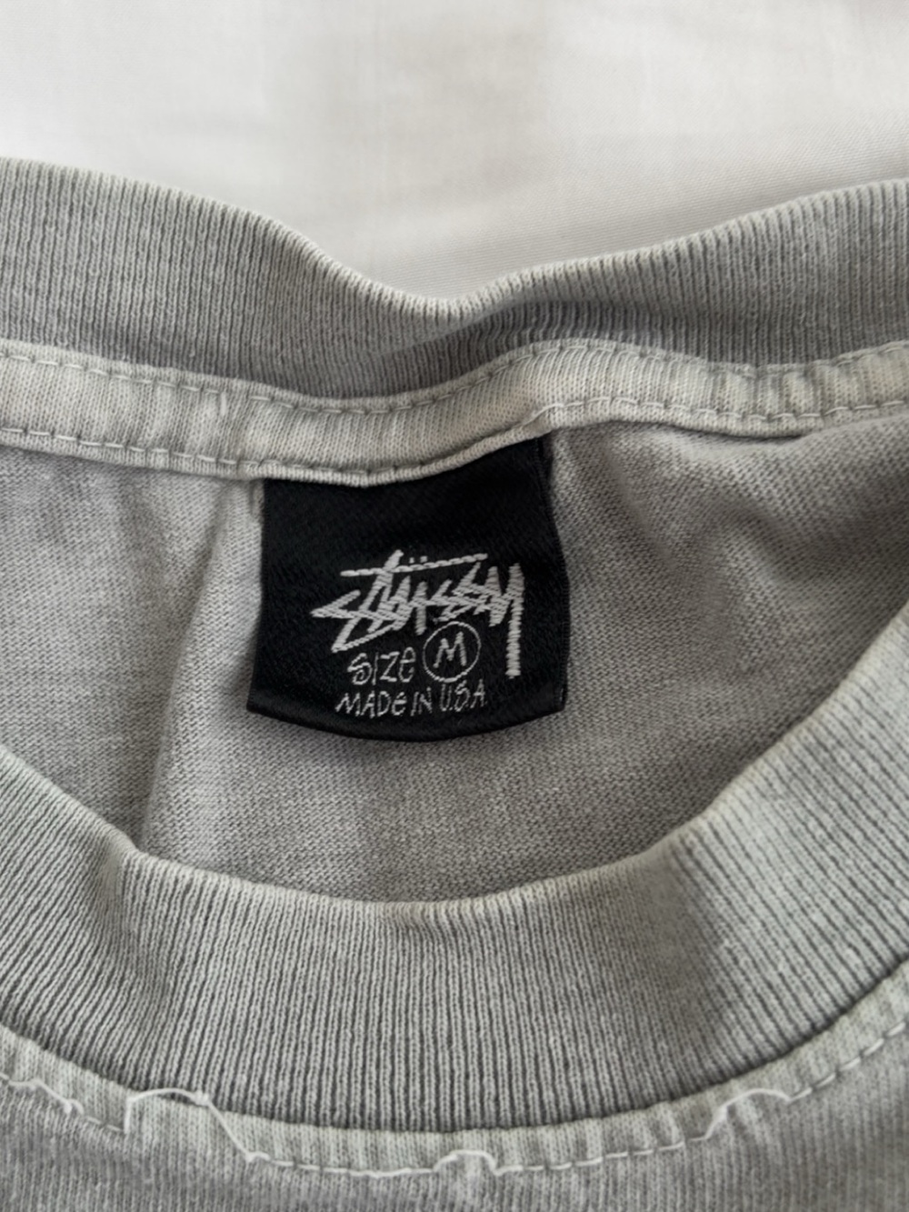 Stussy Grey Crewneck T-Shirt with Black Logo - Picture 3 of 3